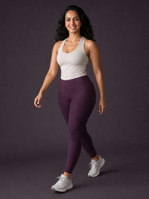 AOP Gym Leggings -- Deep Plum