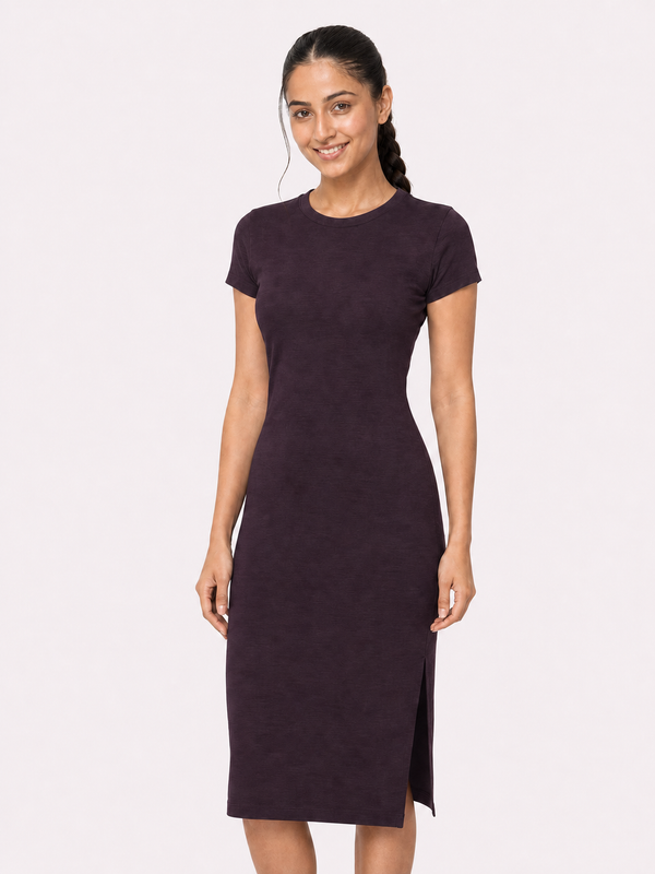 AOP Bodycon Dress - Deep Plum