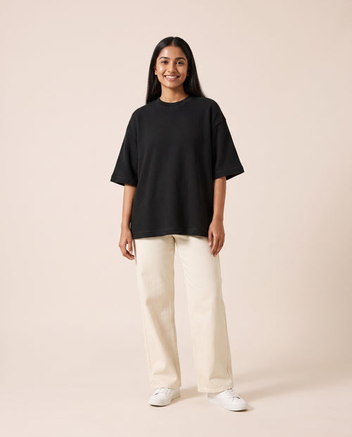 Unisex Waffle Knit Oversized Tee