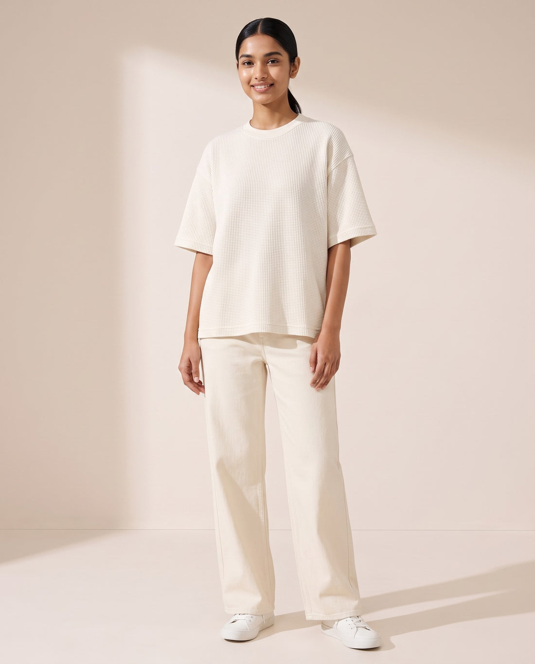 Waffle Knit Oversized Tee